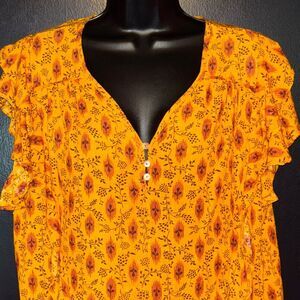Haute Hippie golden yellow ruffled Blouse. Sz large.